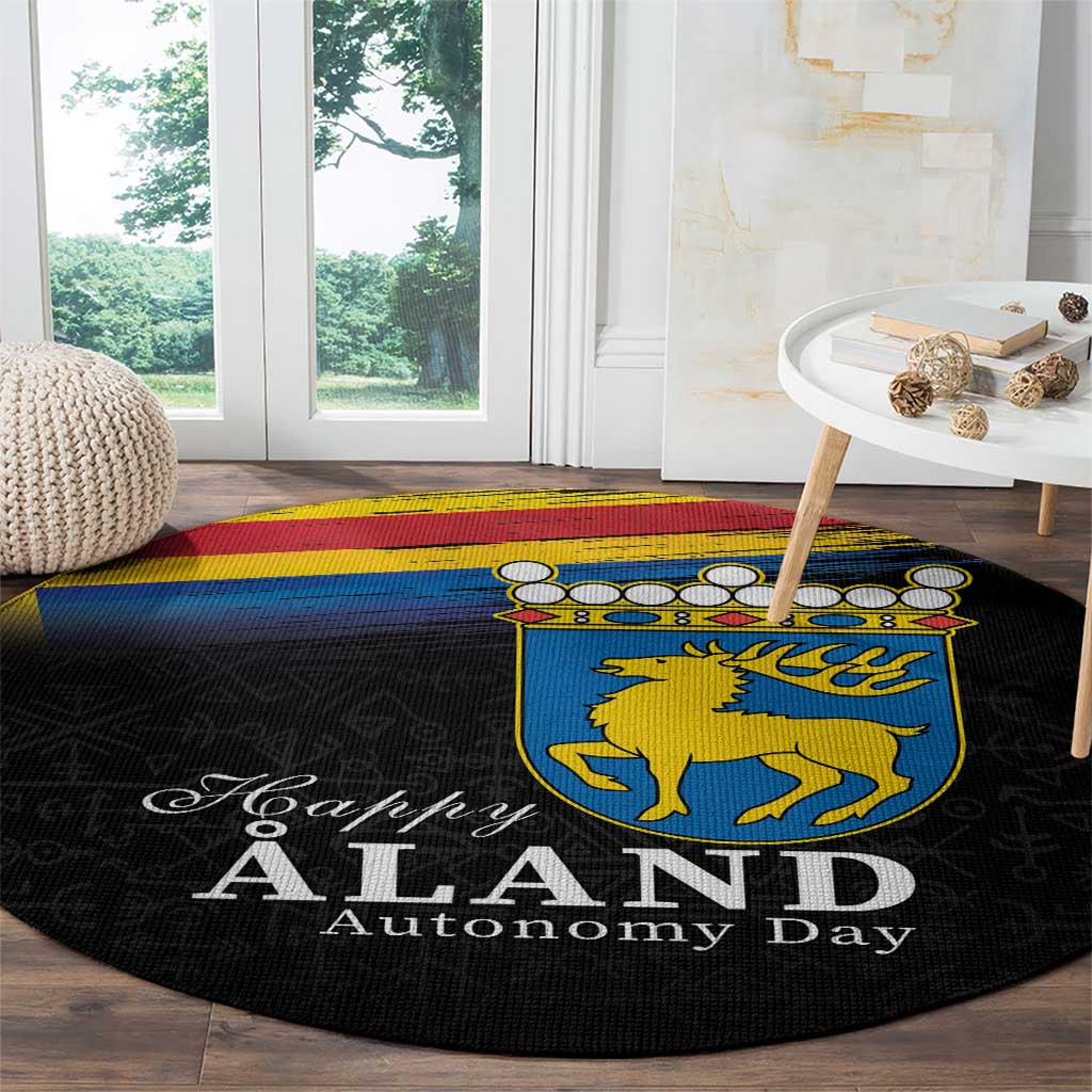 Happy Aland's Autonomy Day Round Carpet Coat Of Arms