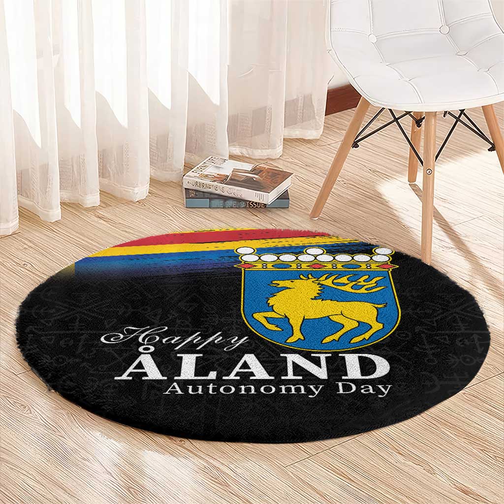 Happy Aland's Autonomy Day Round Carpet Coat Of Arms