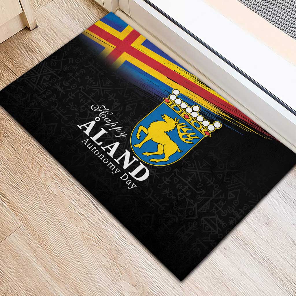Happy Aland's Autonomy Day Rubber Doormat Coat Of Arms