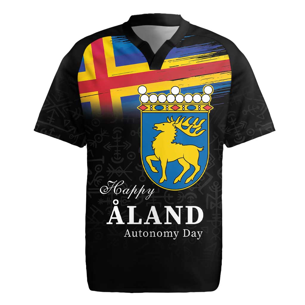 Happy Aland's Autonomy Day Rugby Jersey Coat Of Arms