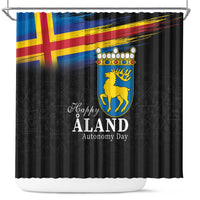 Happy Aland's Autonomy Day Shower Curtain Coat Of Arms
