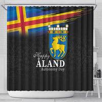 Happy Aland's Autonomy Day Shower Curtain Coat Of Arms