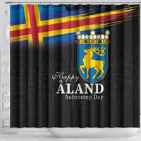 Happy Aland's Autonomy Day Shower Curtain Coat Of Arms