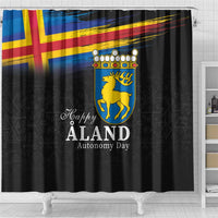 Happy Aland's Autonomy Day Shower Curtain Coat Of Arms