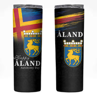 Happy Aland's Autonomy Day Skinny Tumbler Coat Of Arms