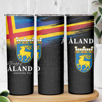 Happy Aland's Autonomy Day Skinny Tumbler Coat Of Arms
