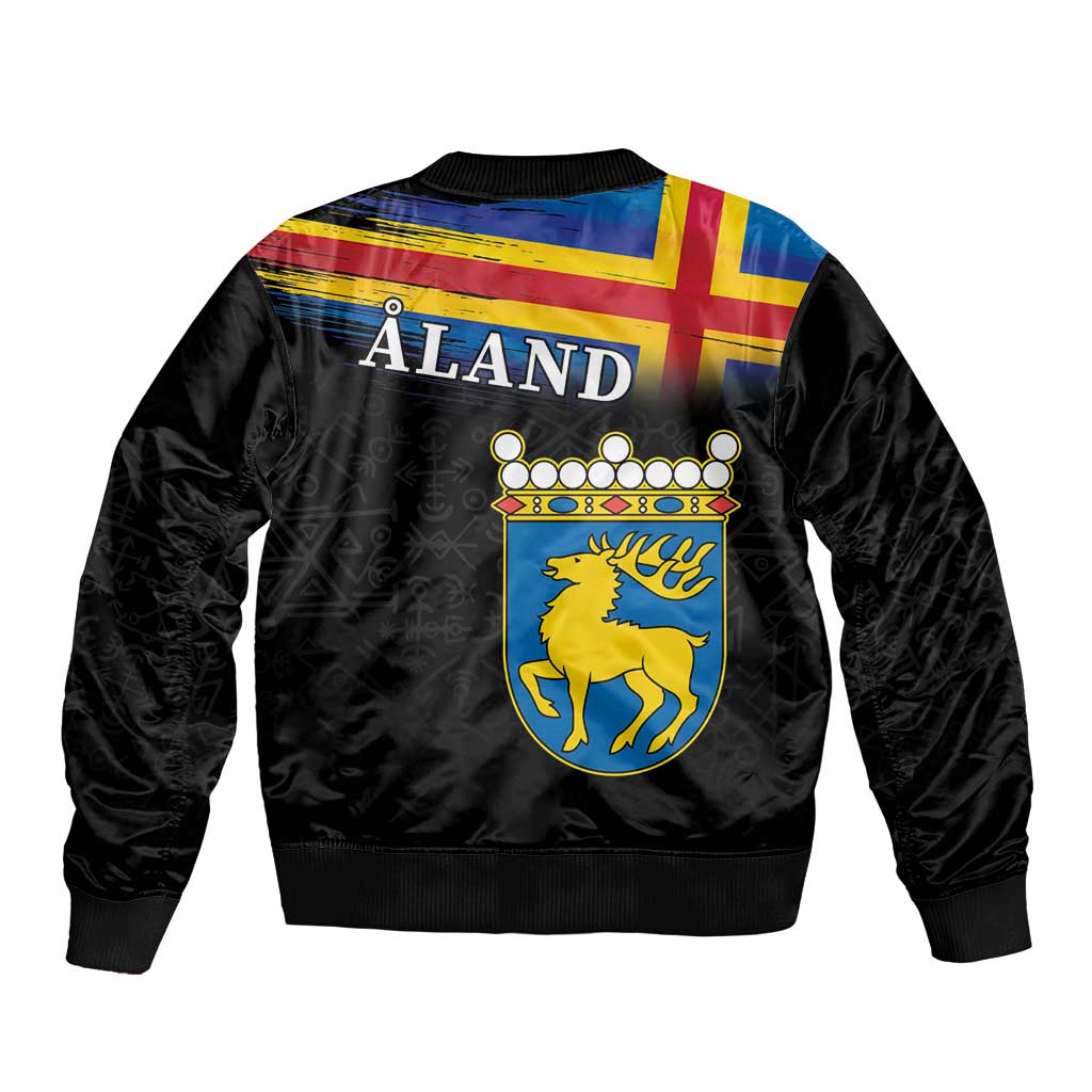 Happy Aland's Autonomy Day Sleeve Zip Bomber Jacket Coat Of Arms