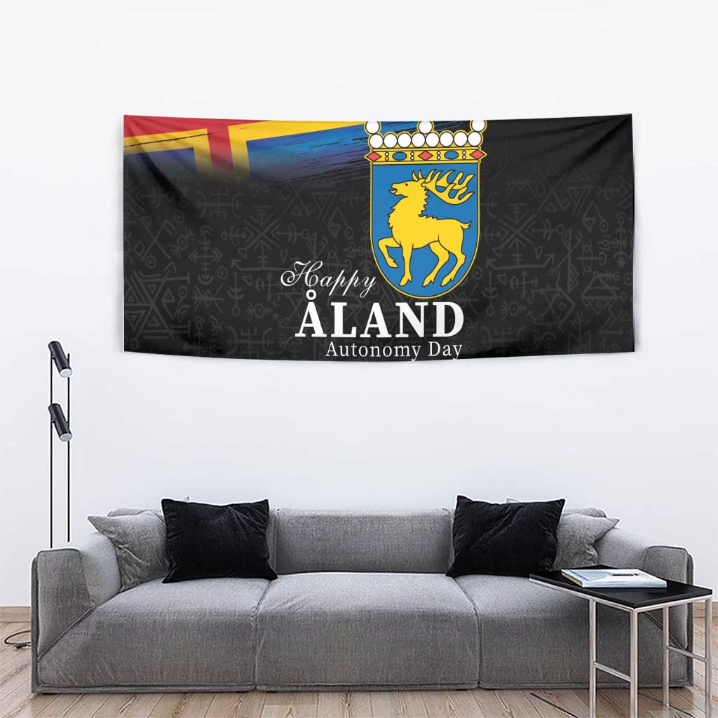 Happy Aland's Autonomy Day Tapestry Coat Of Arms