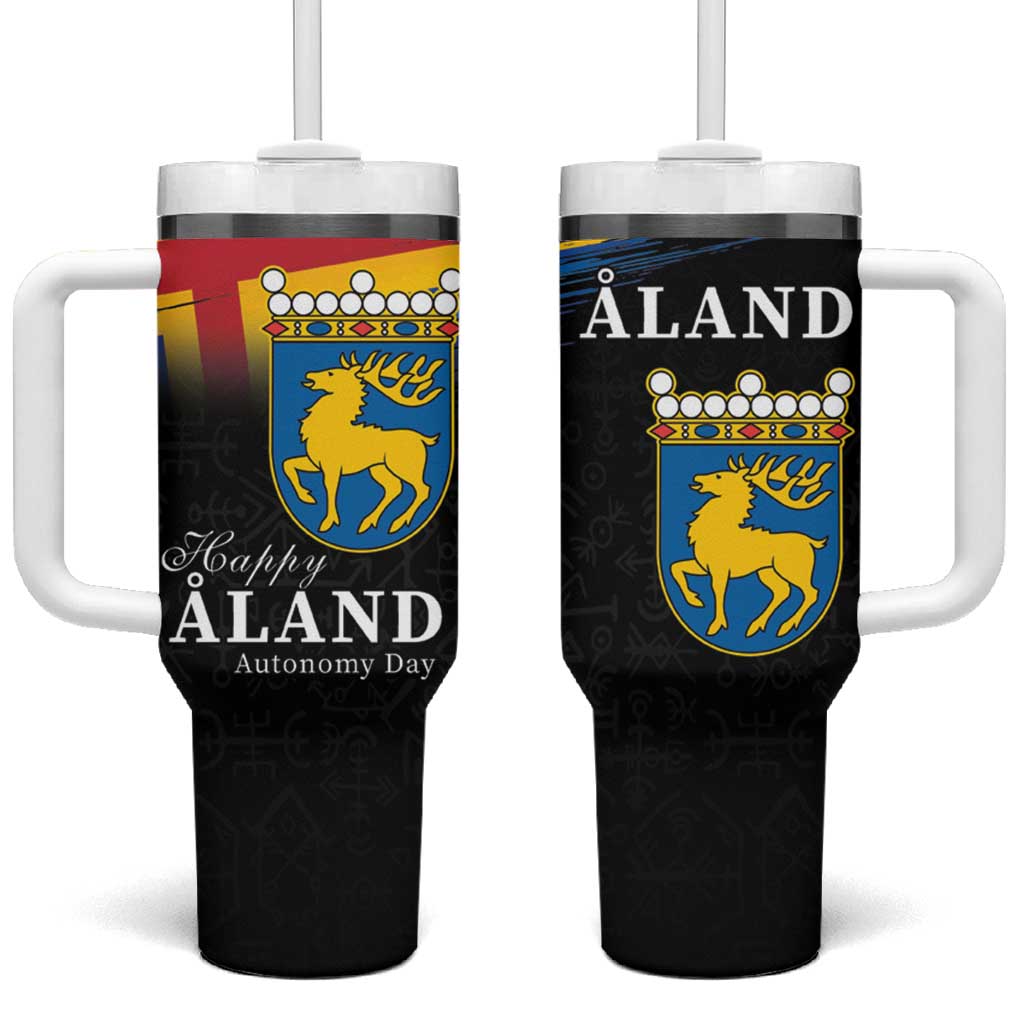 Happy Aland's Autonomy Day Tumbler With Handle Coat Of Arms