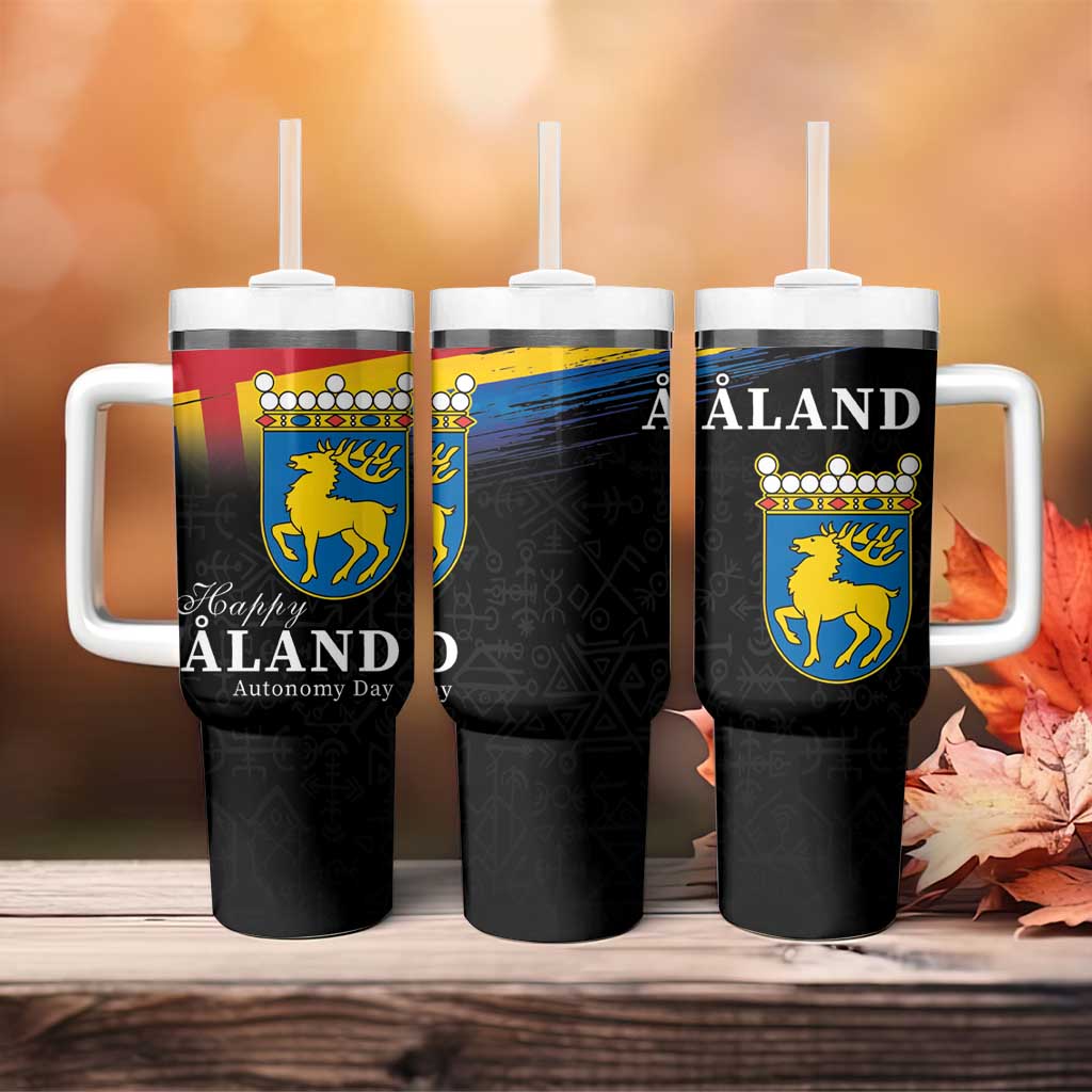 Happy Aland's Autonomy Day Tumbler With Handle Coat Of Arms