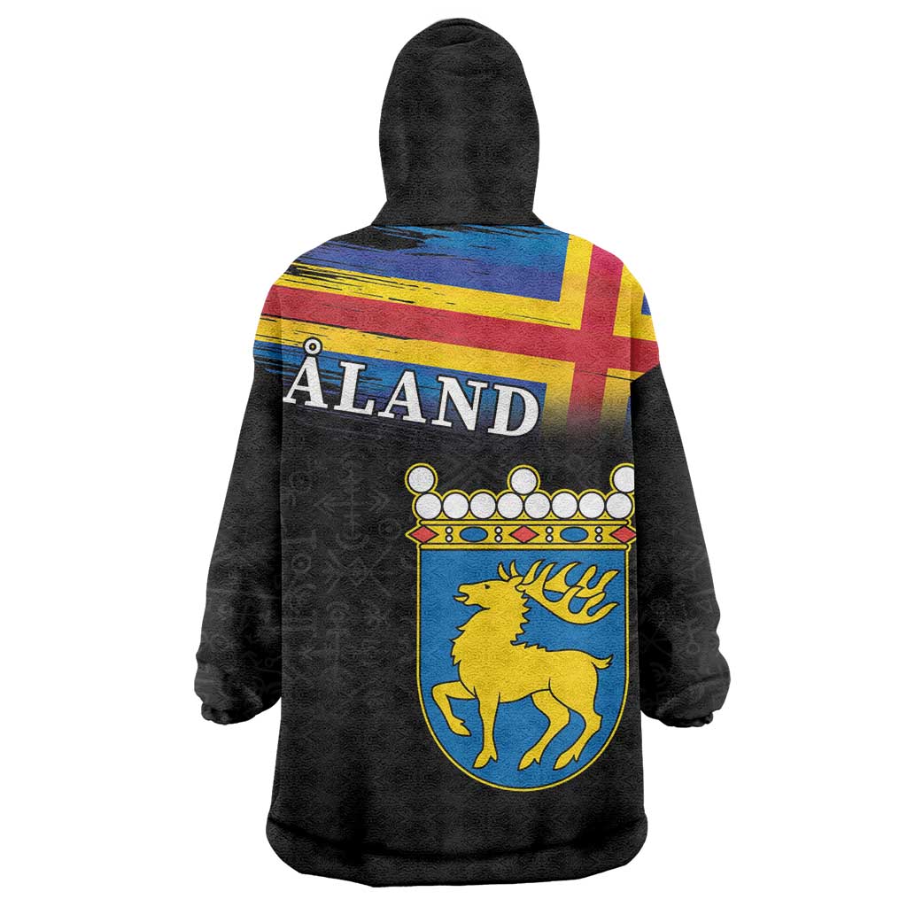 Happy Aland's Autonomy Day Wearable Blanket Hoodie Coat Of Arms