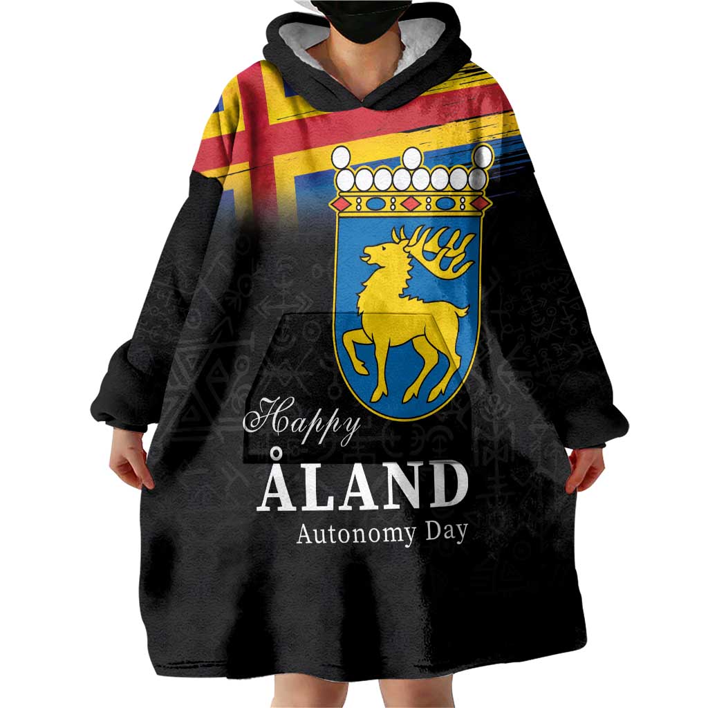 Happy Aland's Autonomy Day Wearable Blanket Hoodie Coat Of Arms