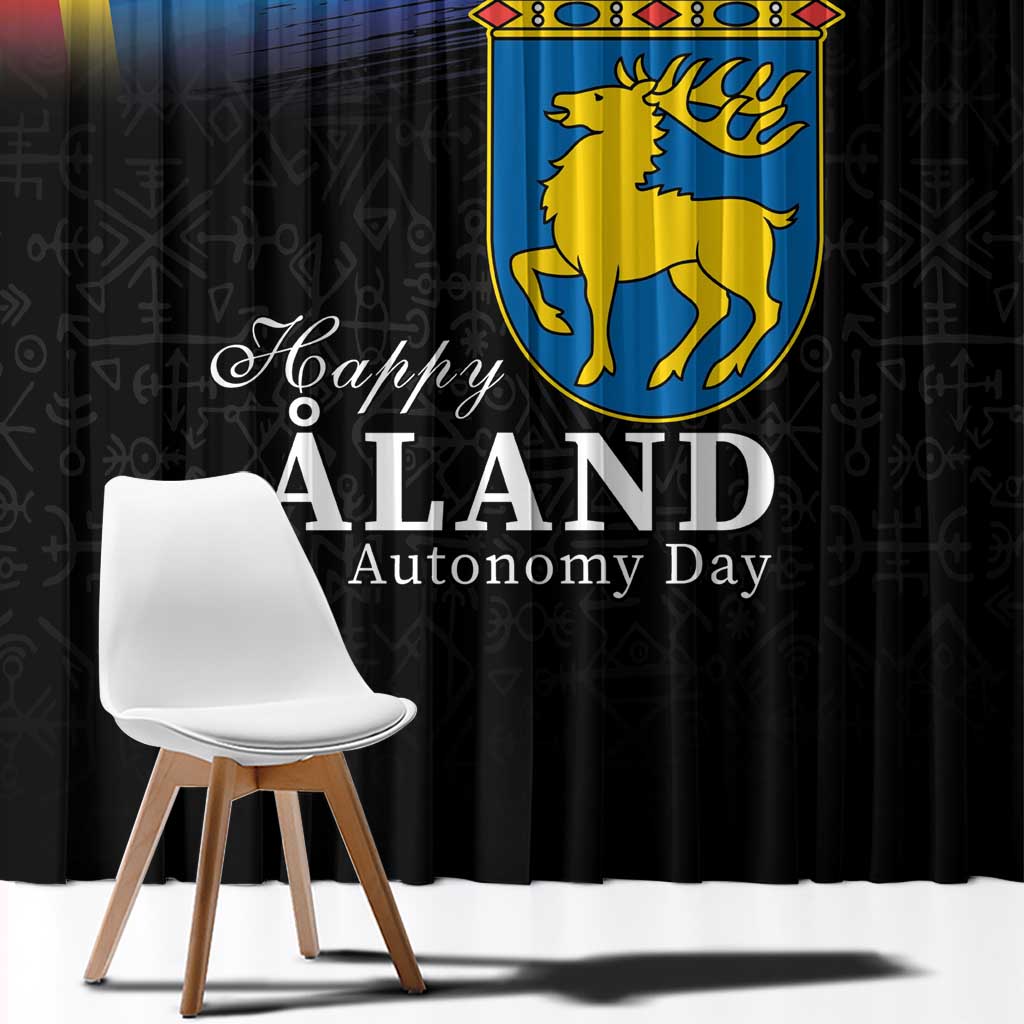 Happy Aland's Autonomy Day Window Curtain Coat Of Arms