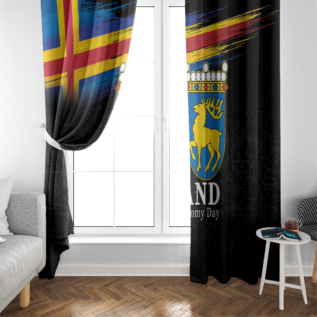 Happy Aland's Autonomy Day Window Curtain Coat Of Arms