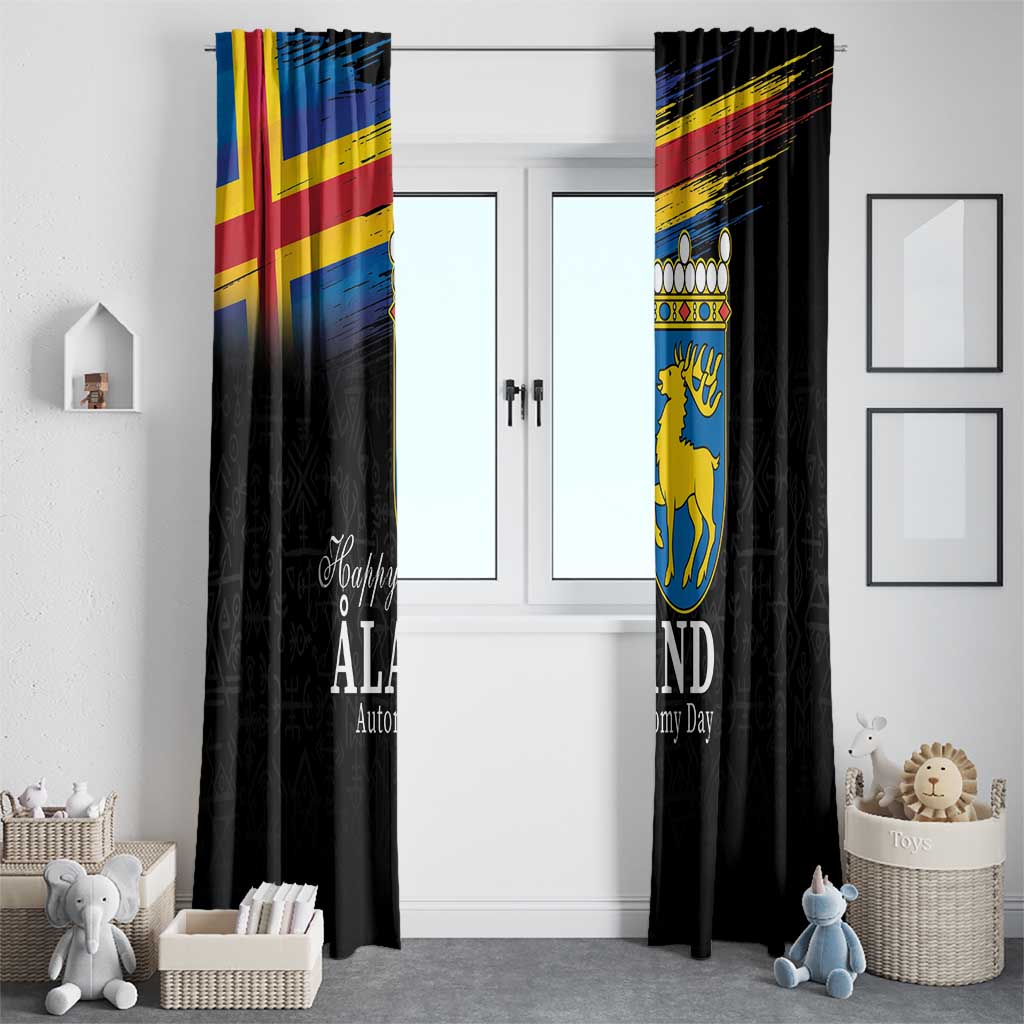 Happy Aland's Autonomy Day Window Curtain Coat Of Arms