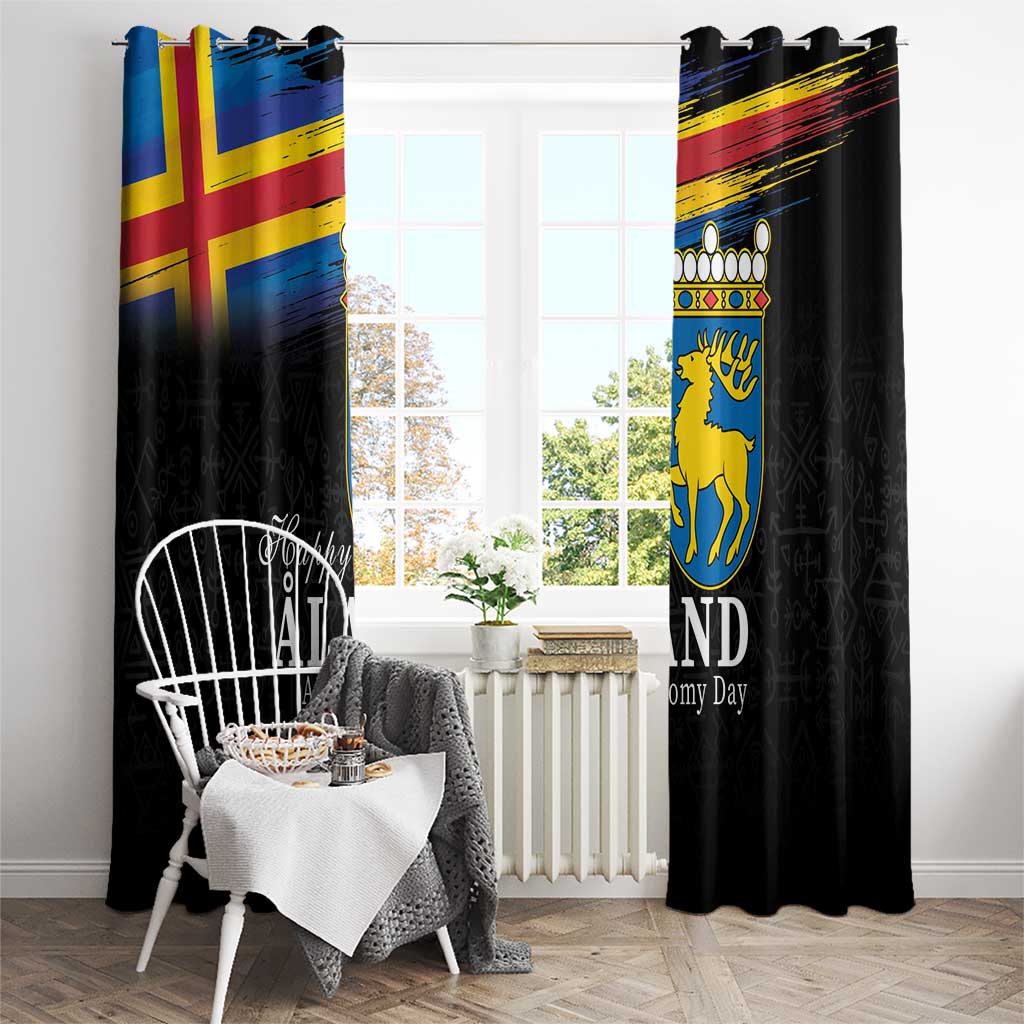 Happy Aland's Autonomy Day Window Curtain Coat Of Arms