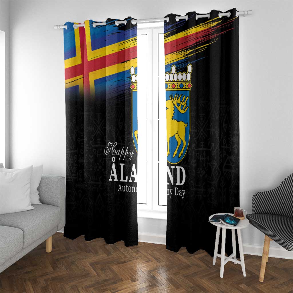 Happy Aland's Autonomy Day Window Curtain Coat Of Arms