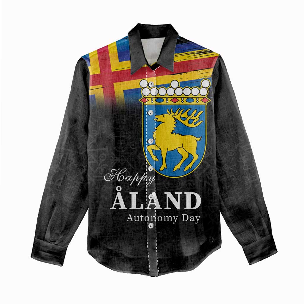 Happy Aland's Autonomy Day Women Casual Shirt Coat Of Arms
