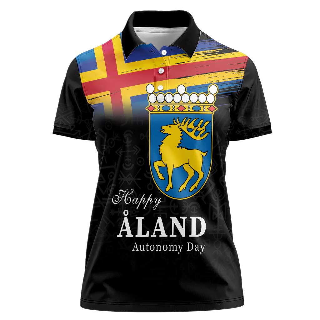 Happy Aland's Autonomy Day Women Polo Shirt Coat Of Arms