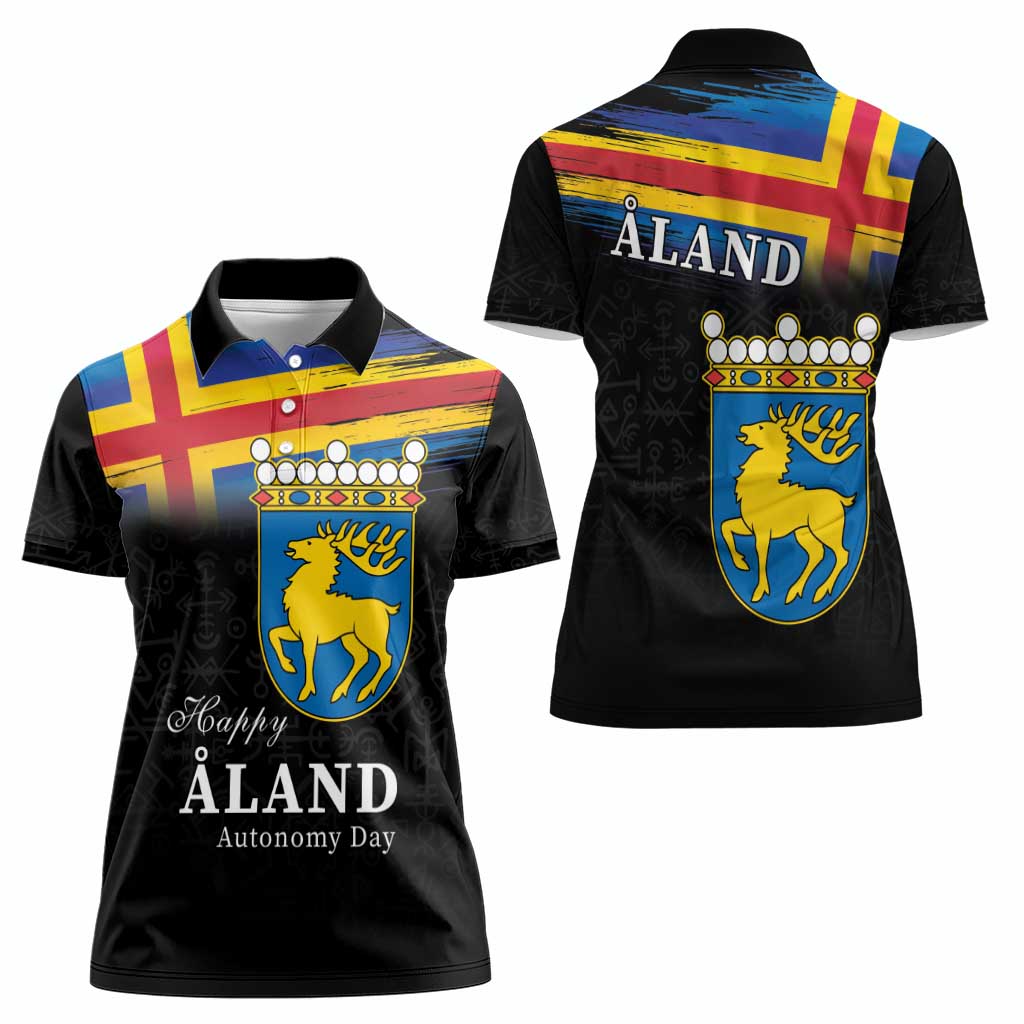 Happy Aland's Autonomy Day Women Polo Shirt Coat Of Arms