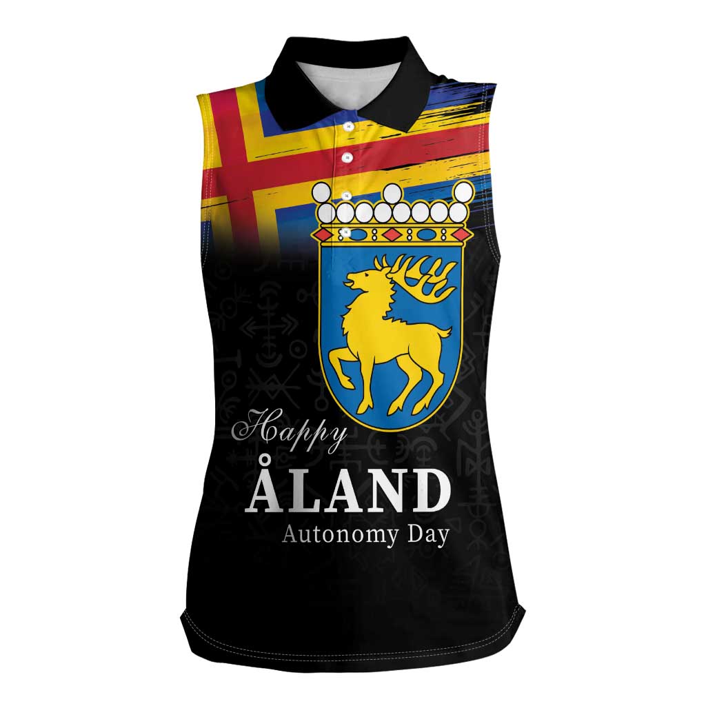 Happy Aland's Autonomy Day Women Sleeveless Polo Shirt Coat Of Arms