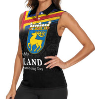 Happy Aland's Autonomy Day Women Sleeveless Polo Shirt Coat Of Arms