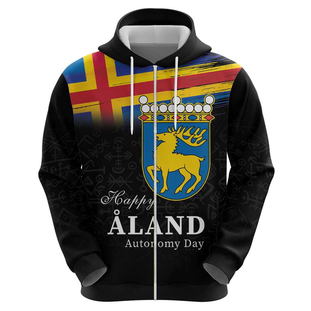 Happy Aland's Autonomy Day Zip Hoodie Coat Of Arms