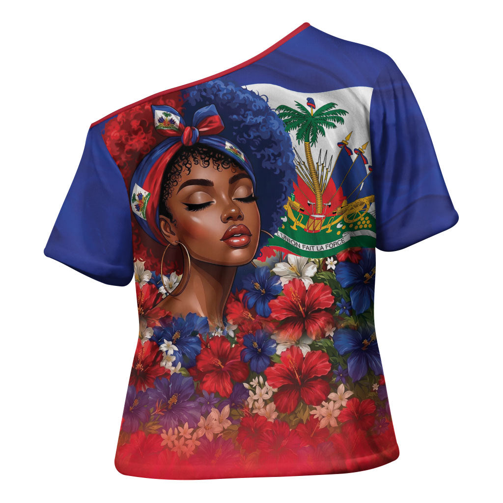 Haitian Princess Cross Shoulder Shirt Cultural Pride Floral Art