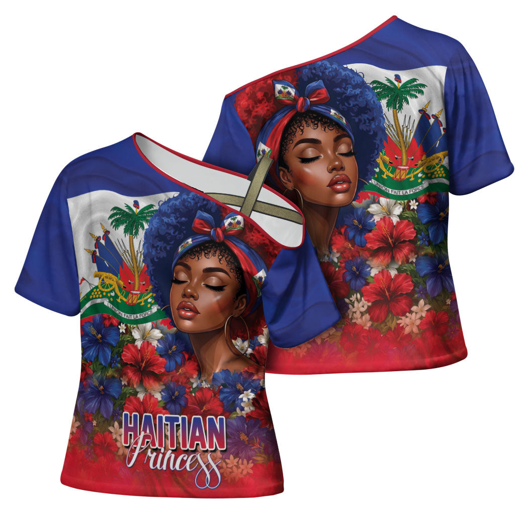 Haitian Princess Cross Shoulder Shirt Cultural Pride Floral Art