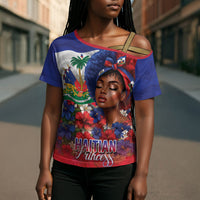 Haitian Princess Cross Shoulder Shirt Cultural Pride Floral Art