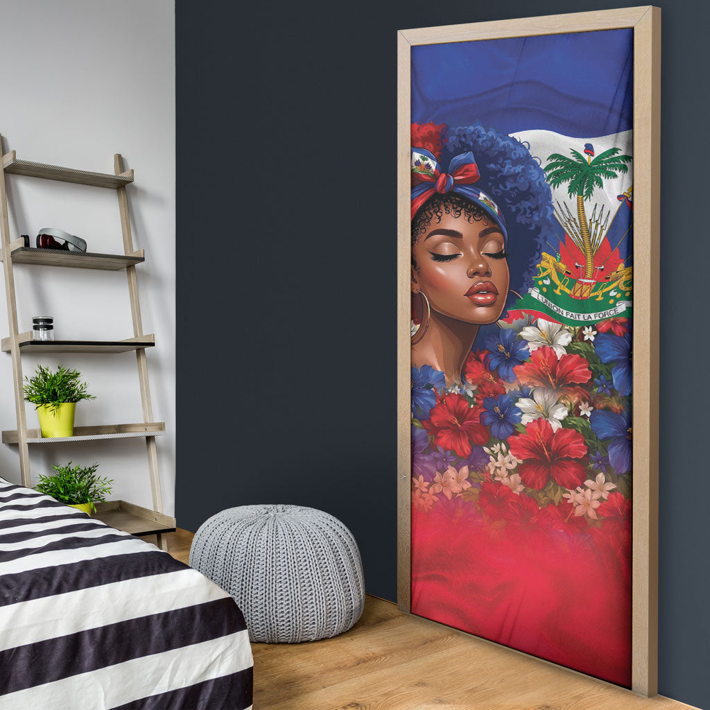 Haitian Princess Door Cover Cultural Pride Floral Art