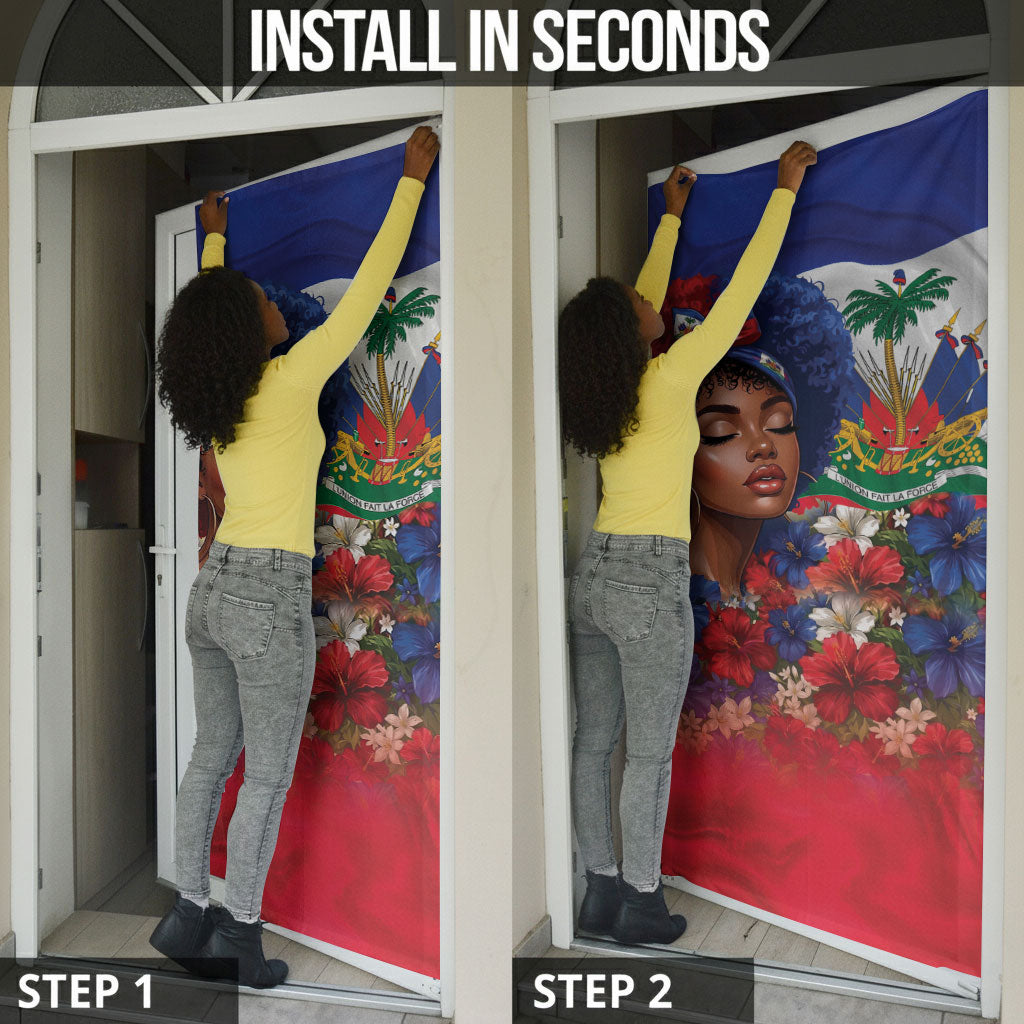 Haitian Princess Door Cover Cultural Pride Floral Art