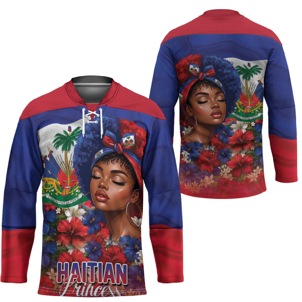 Haitian Princess Hockey Jersey Cultural Pride Floral Art
