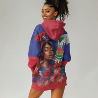 Haitian Princess Hoodie Dress Cultural Pride Floral Art