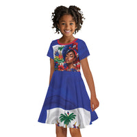 Haitian Princess Kid Short Sleeve Dress Cultural Pride Floral Art