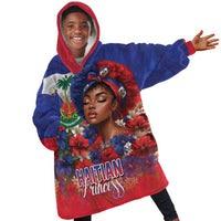 Haitian Princess Kid Wearable Blanket Hoodie Cultural Pride Floral Art