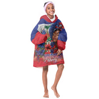 Haitian Princess Kid Wearable Blanket Hoodie Cultural Pride Floral Art