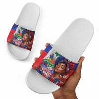 Haitian Princess Slide Sandals Cultural Pride Floral Art