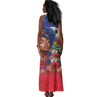 Haitian Princess Tank Maxi Dress Cultural Pride Floral Art