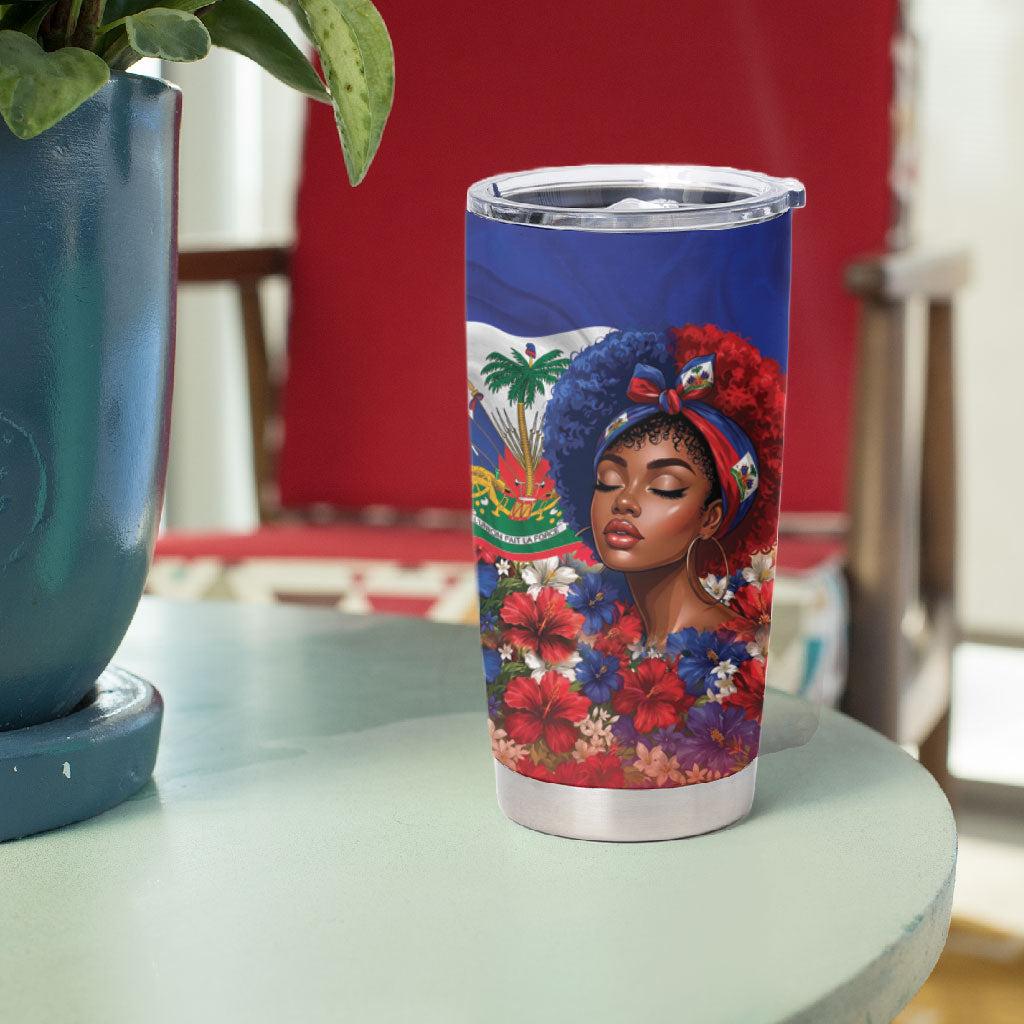 Haitian Princess Tumbler Cup Cultural Pride Floral Art