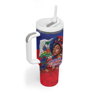 Haitian Princess Tumbler With Handle Cultural Pride Floral Art