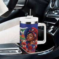 Haitian Princess Tumbler With Handle Cultural Pride Floral Art
