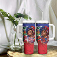 Haitian Princess Tumbler With Handle Cultural Pride Floral Art