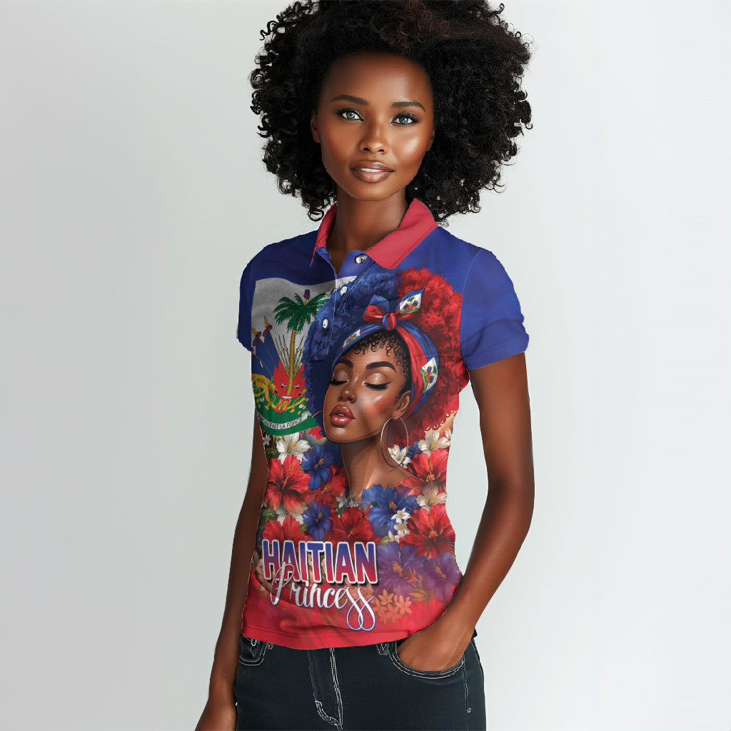 Haitian Princess Women Polo Shirt Cultural Pride Floral Art