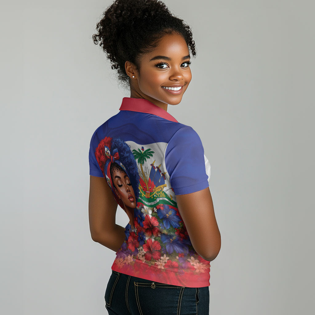 Haitian Princess Women Polo Shirt Cultural Pride Floral Art