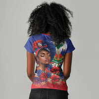 Haitian Princess Women V-Neck T-Shirt Cultural Pride Floral Art