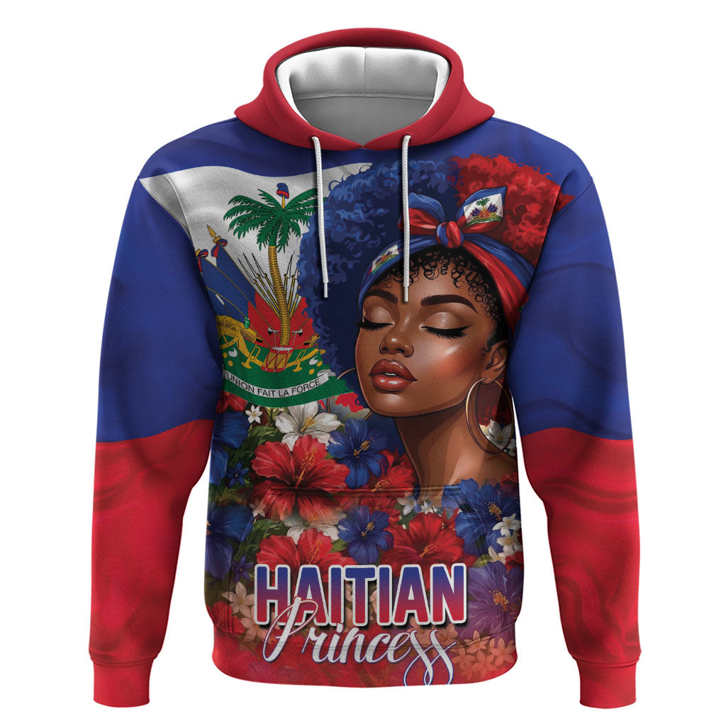 Haitian Princess Zip Hoodie Cultural Pride Floral Art