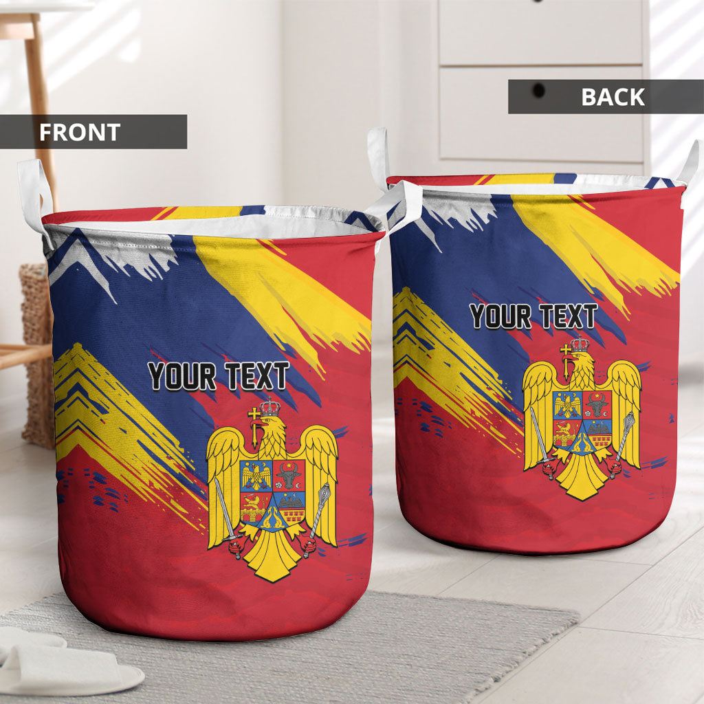 Personalized Romania Flag Day Laundry Basket Royal Eagle Patriotic Heritage
