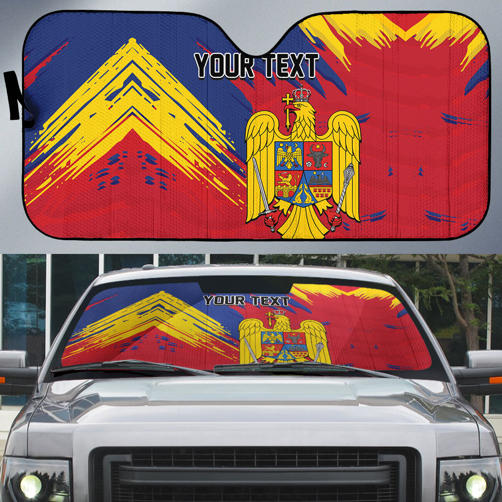 Personalized Romania Flag Day Auto Sun Shade Royal Eagle Patriotic Heritage