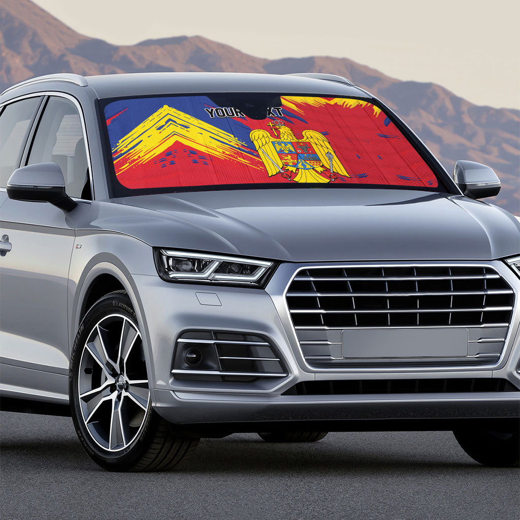 Personalized Romania Flag Day Auto Sun Shade Royal Eagle Patriotic Heritage